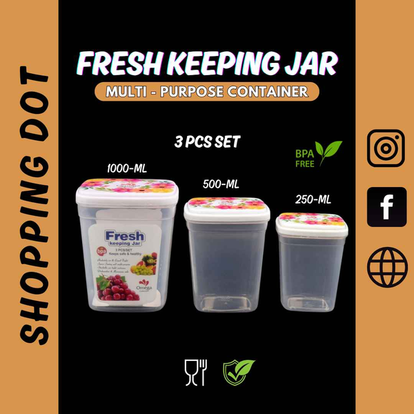 Fresh Keeping Jar Set - 3 PCS Multi-Purpose Food Storage Containers for Home Organization