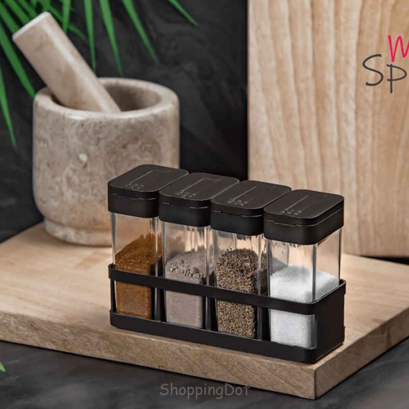 4-Piece Spice Jar Set | Airtight & Stylish Spice Jar Set with Stand